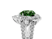 Fancy Green Heart Cut Diamond Halo Split Shank Engagement Ring Set in Silver with Prong-Held Center Stone