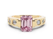 Emerald Cut Tension Style Engagement Ring Setting for a Fancy Pink Lab-Grown Diamond | Yellow Gold