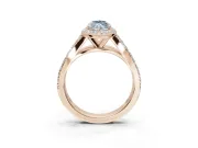 Marquise Halo Pavé Engagement Ring Setting for a Fancy Blue Lab-Grown Diamond | Narrow Split Shank | Rose Gold