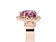 Heart-Shaped Halo Engagement Ring Setting for a Fancy Pink Lab-Grown Diamond | Pointed Pave Shoulders | Rose Gold