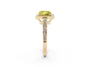 Fancy Yellow Princess Cut Diamond Halo Pavé Engagement Ring Set in Yellow gold with Bezel Setting