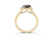 Heart-Shaped Halo Engagement Ring Setting for a Black Center | Flat Tapered Band | Yellow Gold