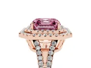 Asscher Cut Halo Engagement Ring Setting for a Fancy Pink Lab-Grown Diamond | Rose Gold - Design NV-24799