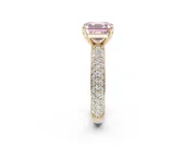 Asscher Cut Domed Pavé Engagement Ring Setting for a Fancy Pink Lab-Grown Diamond | Yellow Gold