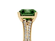 Asscher Cut Split Shank Engagement Ring Setting for a Fancy Green Lab-Grown Diamond | Pave Band | Yellow Gold