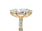 Marquise Cut Diamond Pavé Band Ring Set in Yellow gold with Prong-Set Center Stone