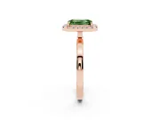 Emerald Cut Thin Halo Engagement Ring Setting for a Fancy Green Lab-Grown Diamond | Plain Polished Band | Rose Gold