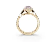 Marquise Halo Pavé Engagement Ring Setting for a Fancy Pink Lab-Grown Diamond | Narrow Split Shank | Yellow Gold