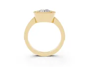 Round Cut Diamond Halo Engagement Ring Set in Yellow gold with Pavé Band and Round Halo Stones