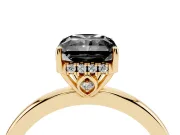 Radiant Cut Hidden Halo Engagement Ring Setting for a Black Center | Thin Band | Yellow Gold