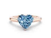 Fancy Blue Heart Cut Diamond Solitaire Ring Set in Rose gold with Cathedral Band and Prong Setting