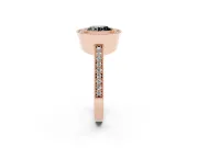 Round Vintage Milgrain Halo Engagement Ring Setting for a Black Center | Pavé Band | Rose Gold