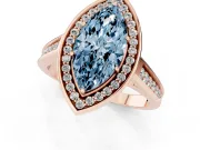 Marquise Rimmed Halo Engagement Ring Setting for a Fancy Blue Lab-Grown Diamond | Rose Gold