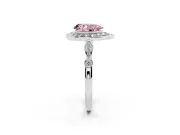 Fancy Pink Pear Cut Diamond Halo Engagement Ring Set in Platinum with Twisted Band and Prong Setting