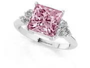 Princess Cut Cluster Accent Engagement Ring Setting for a Fancy Pink Lab-Grown Diamond | Platinum