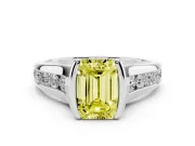 Emerald Cut Half Bezel Engagement Ring Setting for a Fancy Yellow Lab-Grown Diamond | Platinum