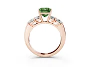 Princess Cut Five Stone Engagement Ring Setting for a Fancy Green Lab-Grown Diamond | Prong Set Side Stones | Rose Gold