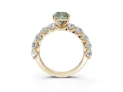 Cushion Cut Engagement Ring Setting for a Fancy Green Lab-Grown Diamond | Yellow Gold - Design NV-24455