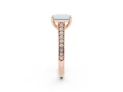 Radiant Cut Graduated Pave Cathedral Solitaire Engagement Ring Setting | Scroll Cut-Outs | Rose Gold