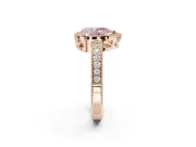 Pear-Shaped Milgrain Halo Engagement Ring Setting for a Fancy Pink Lab-Grown Diamond | Wide Pavé Band | Rose Gold