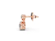 Round Lab-Grown Diamond Two Stone Drop Earrings | Bezel Accent Link | Rose Gold