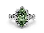 Marquise Floral Engagement Ring Setting for a Fancy Green Lab-Grown Diamond | Petal Frame | Platinum