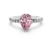 Pear-Shaped Pavé Solitaire Engagement Ring Setting for a Fancy Pink Lab-Grown Diamond | Platinum