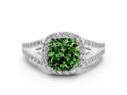 Cushion Cut Split Shank Halo Engagement Ring Setting for a Fancy Green Lab-Grown Diamond | Platinum