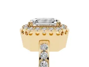 Emerald Cut Vintage Milgrain Halo Engagement Ring Setting | Pierced Gallery | Yellow Gold