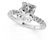 Radiant Cut Pave Engagement Ring Setting | Shared Prong Band | Sterling Silver