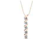 Round Lab-Grown Diamond Twist Spiral Pendant Necklace | Wrapped Ribbon | Rose Gold