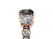 Cushion Cut Three Stone Engagement Ring Setting for a Black Center | Accented Shoulders | Rose Gold