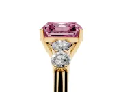 Asscher Cut 5 Stone Engagement Ring Setting for a Fancy Pink Lab-Grown Diamond | Yellow Gold