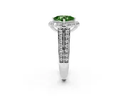 Fancy Green Princess Cut Diamond Halo Engagement Ring Set in White gold with Split Shank and Prong Setting