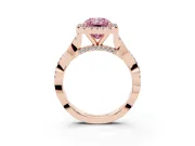 Radiant Cut Twist Halo Engagement Ring Setting for a Fancy Pink Lab-Grown Diamond | Rose Gold