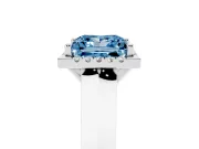 Princess Cut Halo Engagement Ring Setting for a Fancy Blue Lab-Grown Diamond | Knife-Edge Band | Sterling Silver