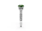 Round Hidden Halo Engagement Ring Setting for a Fancy Green Lab-Grown Diamond | Milgrain Pave | Sterling Silver