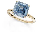 Asscher Cut Hidden Halo Ring Setting for a Fancy Blue Lab-Grown Diamond | Yellow Gold