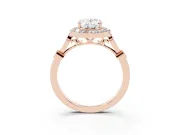 Oval Vintage Halo Engagement Ring Setting | Bezel Station Shoulders | Rose Gold