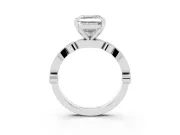 Asscher Cut Vintage Milgrain Solitaire Engagement Ring Setting | Bezel Accents | White Gold