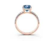 Princess Cut Three Row Pave Engagement Ring Setting for a Fancy Blue Lab-Grown Diamond | Rose Gold