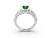 Asscher Cut Art Deco Engagement Ring Setting for a Fancy Green Lab-Grown Diamond | Platinum