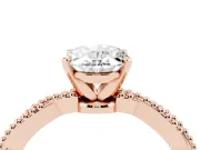Oval Twisted Solitaire Engagement Ring Setting | Beaded Twist Band | Rose Gold