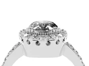 Fancy Black Oval Cut Diamond Halo Ring Set in Silver with Pavé Shank and Prong Setting