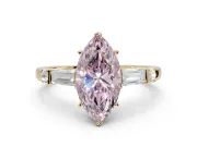 Marquise Tapered Baguette Engagement Ring Setting for a Fancy Pink Lab-Grown Diamond | Yellow Gold
