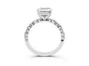 Asscher Cut Pavé Solitaire Engagement Ring Setting | Alternating Accents | Sterling Silver
