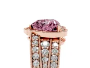 Heart-Shaped Milgrain Halo Engagement Ring Setting for a Fancy Pink Lab-Grown Diamond | Split Shank | Rose Gold