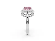 Princess Cut Scalloped Cluster Halo Engagement Ring Setting for a Fancy Pink Lab-Grown Diamond | Plain Band | Platinum