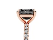 Asscher Cut Petite Pavé Solitaire Engagement Ring Setting for a Black Center | Slim Band | Rose Gold