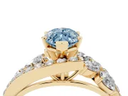 Marquise Bypass Pavé Engagement Ring Setting for a Fancy Blue Lab-Grown Diamond | Yellow Gold